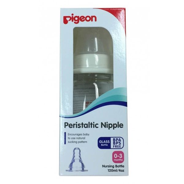 Pigeon Standard Neck Nursing Bottle With Peristaltic Nipple (Glass)
