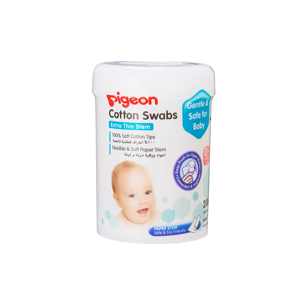 Pigeon Thin Stem Cotton Swabs – 200 Pieces